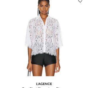 L'AGENCE White Lace Blouse